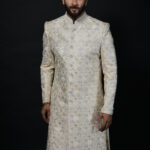 Champagne Floral Embroidered Sherwani with Premium Detailing
