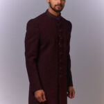 Burgundy Luxe Indo-Western Sherwani with Matching Pocket Square