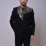 Black Embroidered Regal Bandh Gala