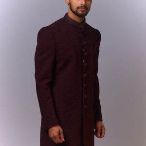 Wine Textured Indo-Western Sherwani (Copy)