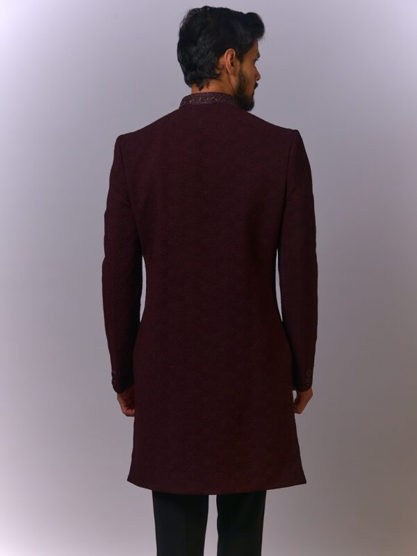 Wine Textured Indo-Western Sherwani (Copy) - Image 3