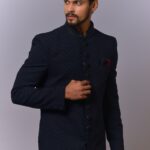 Midnight Black Chevron Indo-Western