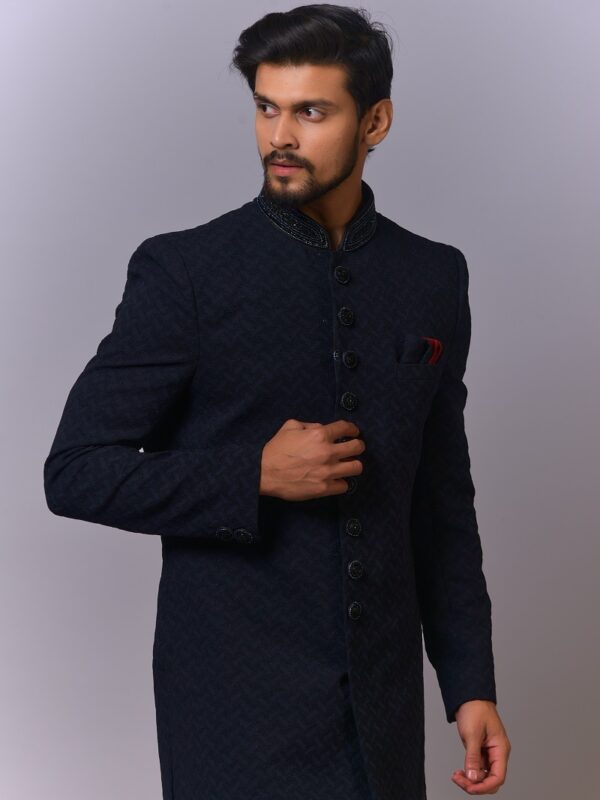 Midnight Black Chevron Indo-Western