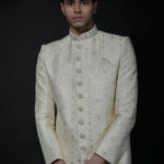 Ivory Regal Embroidered Sherwani with Classic Button Detailing