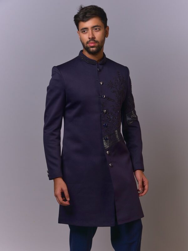 Midnight Indigo Embroidered Sherwani