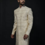 Champagne Royal Embroidered Sherwani with Detailed Buttonwork