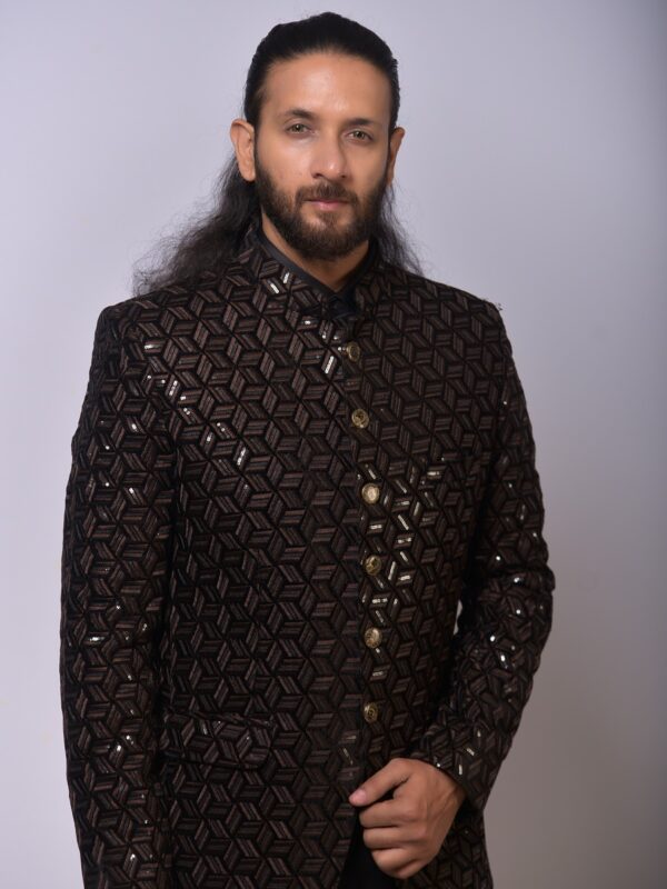 Geometric Mirror Embellished Bandh Gala - Image 4