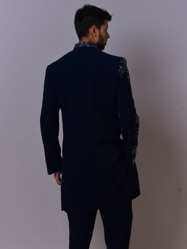 Navy Floral Embellished Indo-Western - Image 2