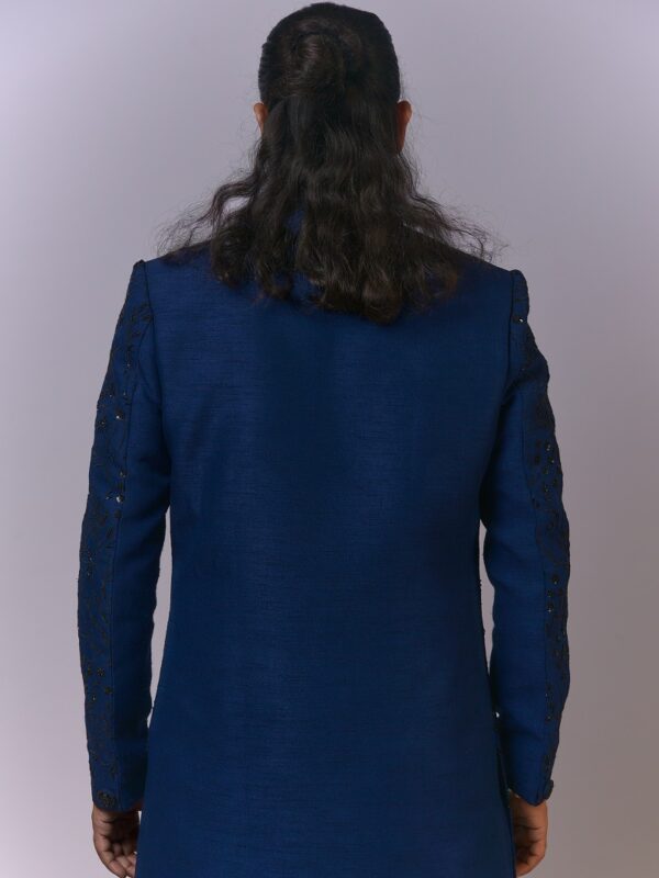 Royal Blue Sequin Floral Indo-Western - Image 2