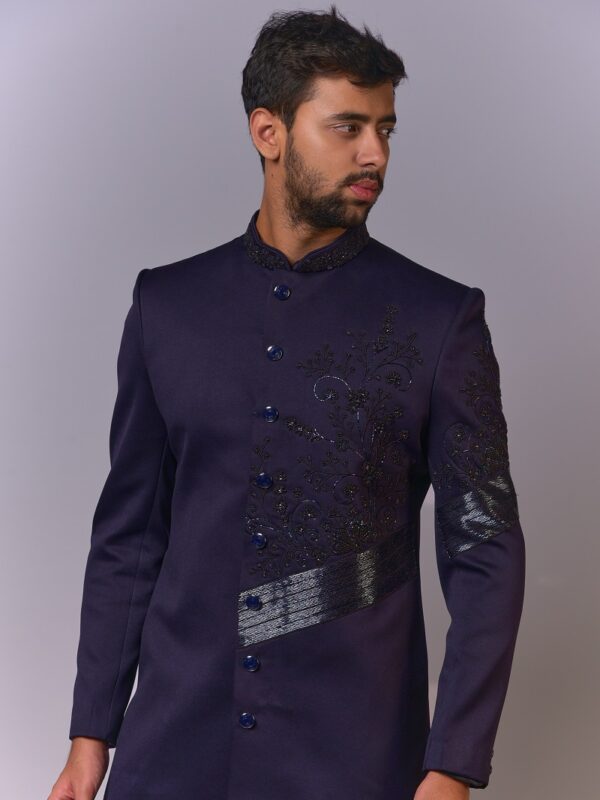 Midnight Indigo Embroidered Sherwani - Image 2