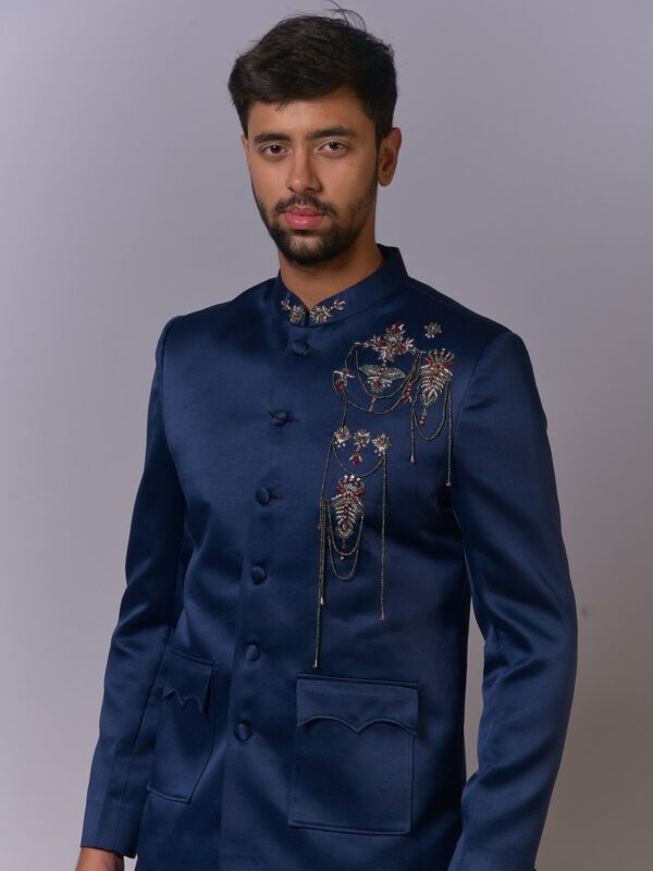 Midnight Blue Embellished Suit Set - Image 3