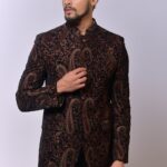 Maroon Paisley Velvet Bandh Gala