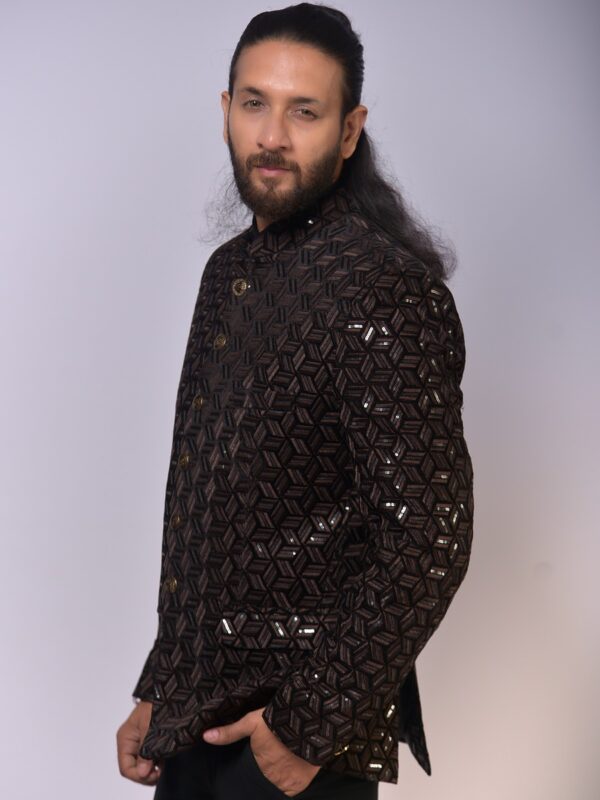 Geometric Mirror Embellished Bandh Gala - Image 3