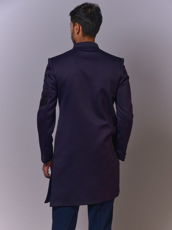 Midnight Indigo Embroidered Sherwani - Image 3
