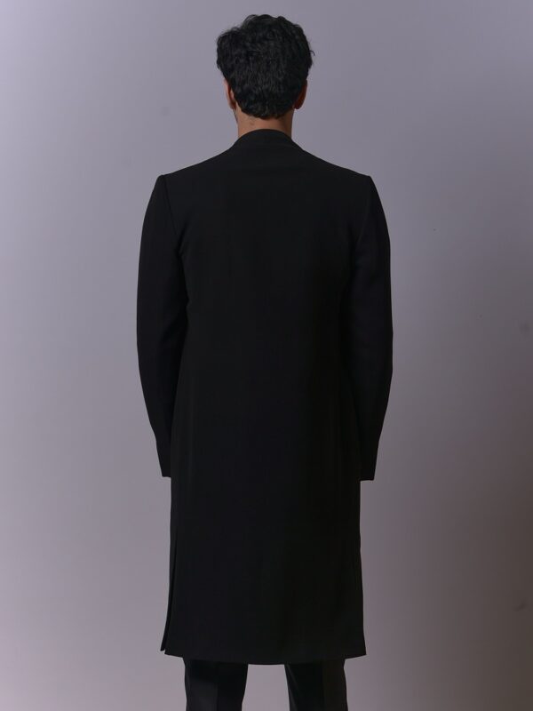 All-Black Embroidered Long Jacket Set - Image 3