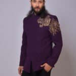 Royal Purple Tiger Motif Bandh Gala