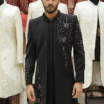 Black Asymmetrical Embroidered Indo-Western Long Jacket Set
