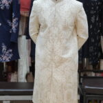 Ivory Mughal-Inspired Embroidered Sherwani Set