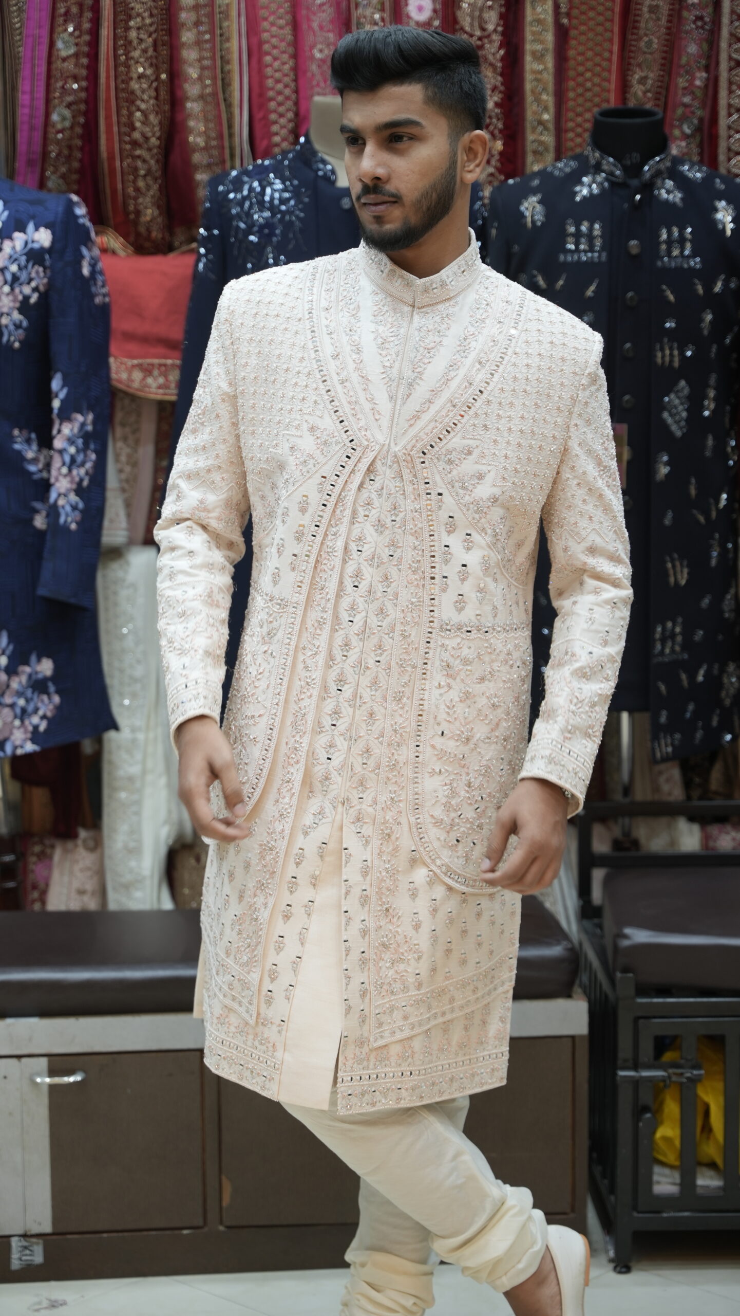 Ivory Statement Wedding Sherwani Set