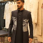 CLASSIC BLUE INDO-WESTERN WITH SILVER WAVE EMBROIDERY